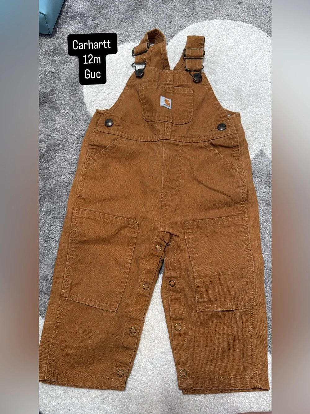 Carhartt Kids Tan Canvas Overalls with Utility Pockets